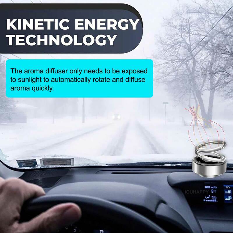 1pc tragbare kinetische Mini-Auto Lufter frischer solar betriebene Doppel ring rotierende Luftfilter Parfüm Duft Diffusor Dekoration