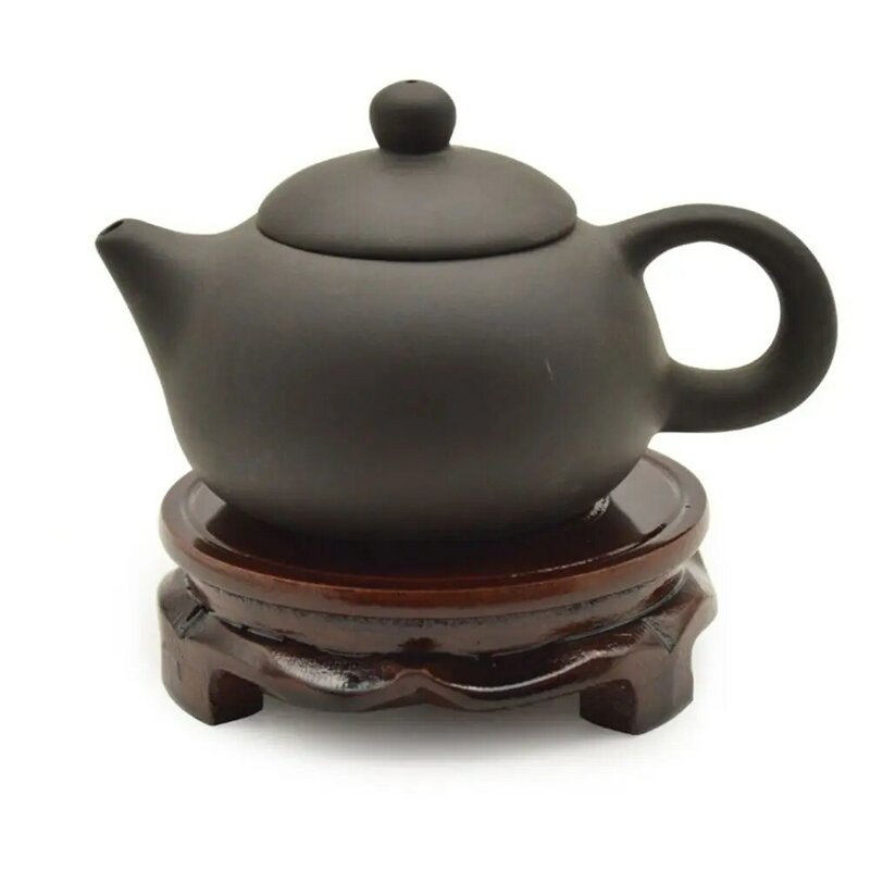 Imitação de madeira maciça Teapot Display Titular, Decoração de casa, Vintage, Antigo, Girar Vaso Base, Ornamento, Stand Base, 1Pc
