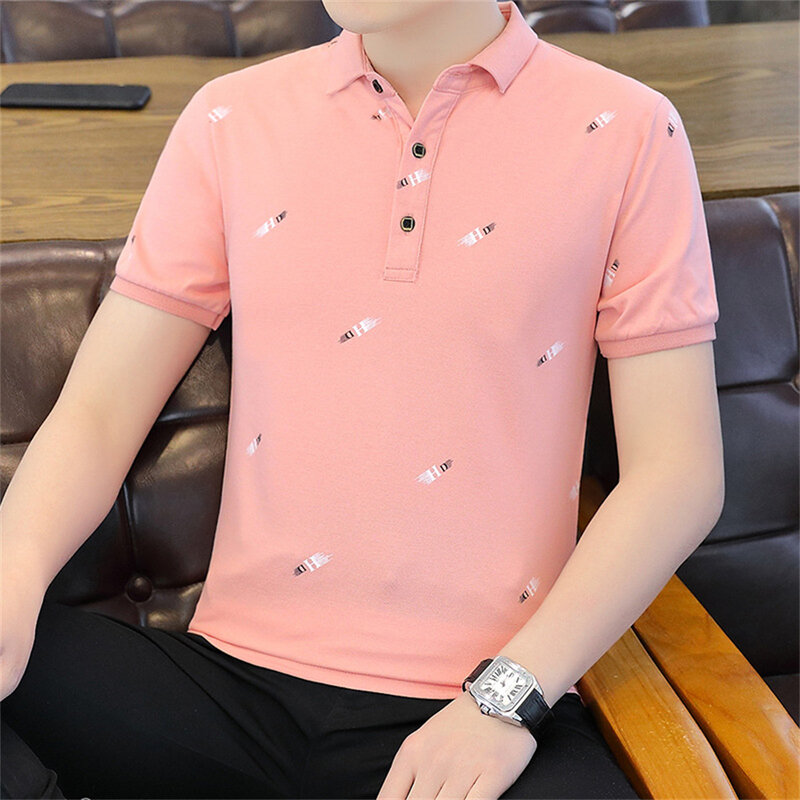 เสื้อโปโลคอปกแขนสั้นของผู้ชายเสื้อนักธุรกิจผู้ชายวัยรุ่นลำลองเสื้อ MODE Korea เสื้อโปโลสำหรับผู้ชายฤดูร้อน