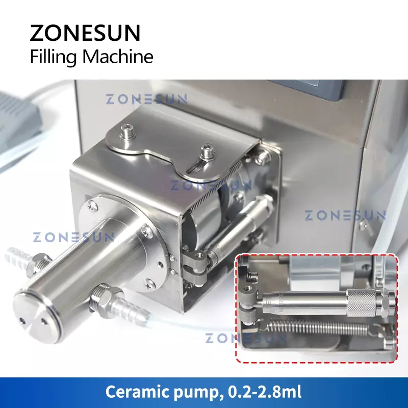 ZONESUN ZS-DTCP1 riempitrice automatica di liquidi per fiale con nastro trasportatore riempitrice per bottiglie con pompa in ceramica per collirio reagente da 0.2-5ml