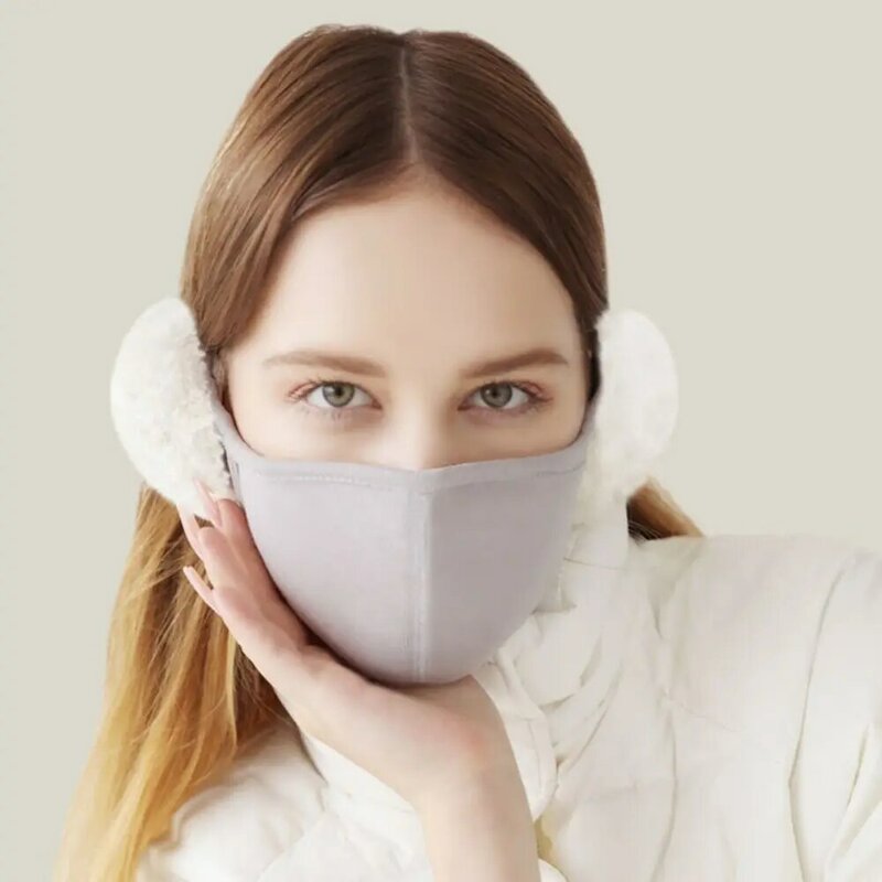 女性用サーマルイヤーマフマスク、シンプルなフリース、防風、防塵、イヤーウォーマー、イヤーフラップラップ、冬