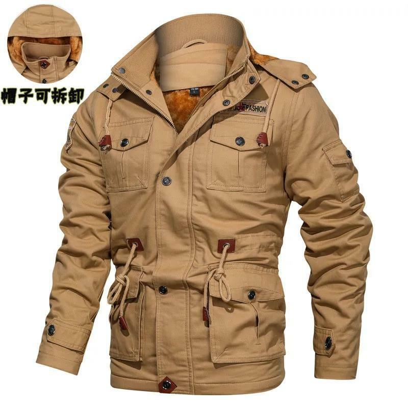 Autumn and Winter Men Trendy Jackets Military Coats Multi-pocket Jackets High Quality Male Cotton Casual Thick Warm Parkas Coats