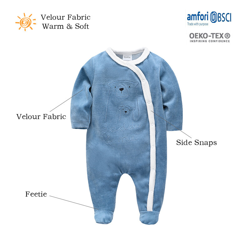Kavkas Spring New Baby Clothing Boys Velour Warm Romper Sets Long Sleeve Jumpsuit Kids Playsuit Newborn Boys Free Shipping