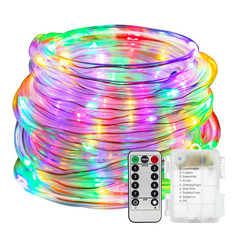 LED Tube Strip Lights 8 modalità di gioco telecomando batteria ghirlanda decorazione fai da te per esterni luci dell'albero del giardino di nozze di natale