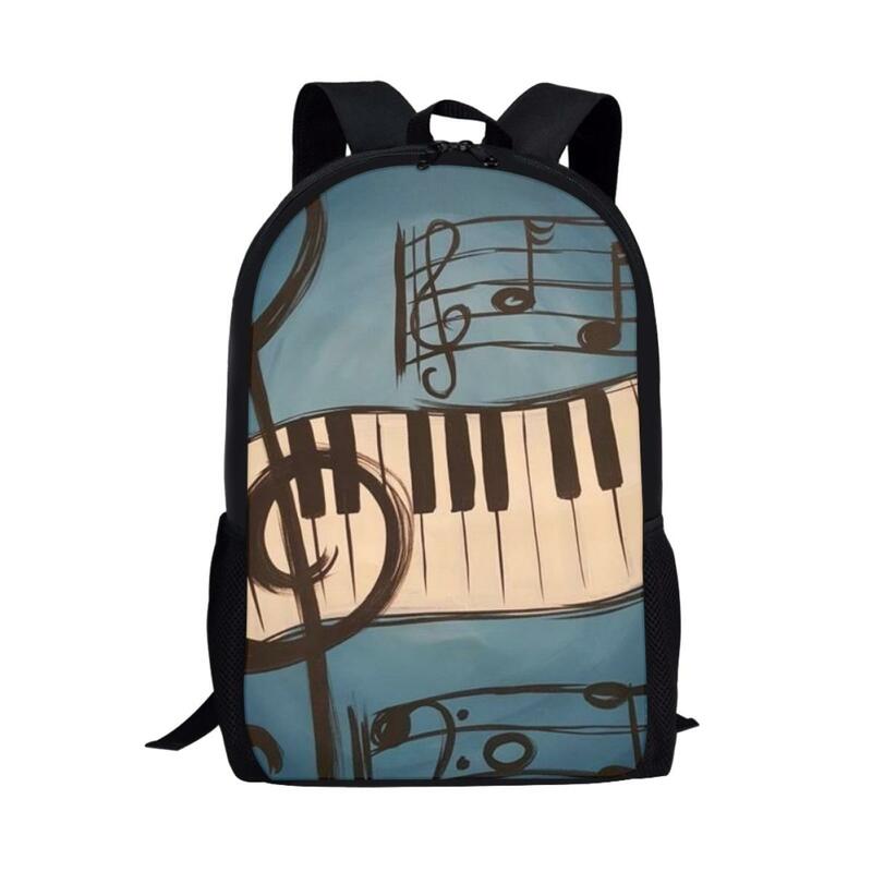 学校の学生のための芸術的なピアノのパターンブックバッグ、大容量、16インチのランドセル、男の子と女の子のための多機能バックパック