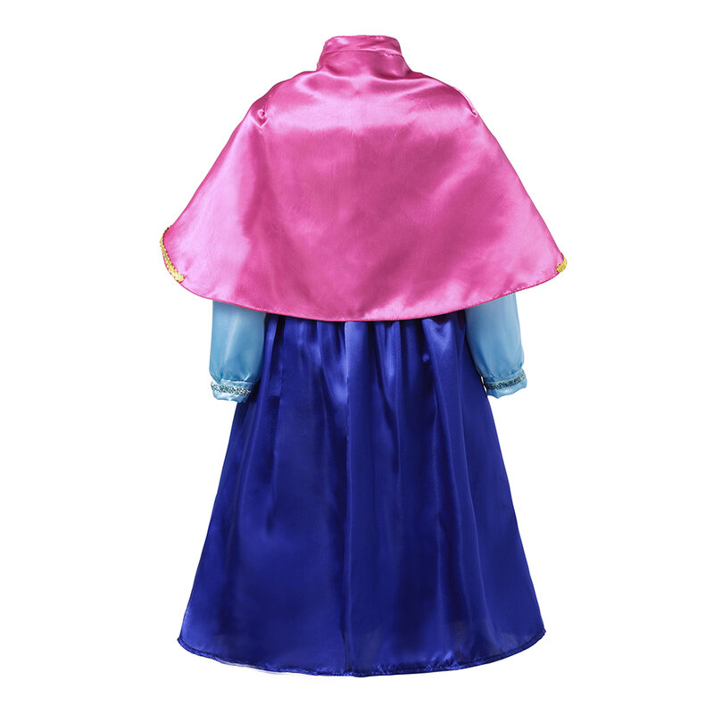 Disney Frozen Princess Anna Costume For Kids Girl 2024 Fancy Birthday Party Cosplay Dress with Cape Halloween Dress Up Vestidos