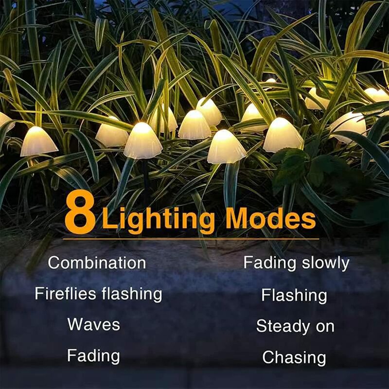IP65 Waterproof Solar Garden Lights Outdoor Solar Fairy Lights Mushroom Solar Lights Solar LED Bulb for Lawn Patio Home Decor