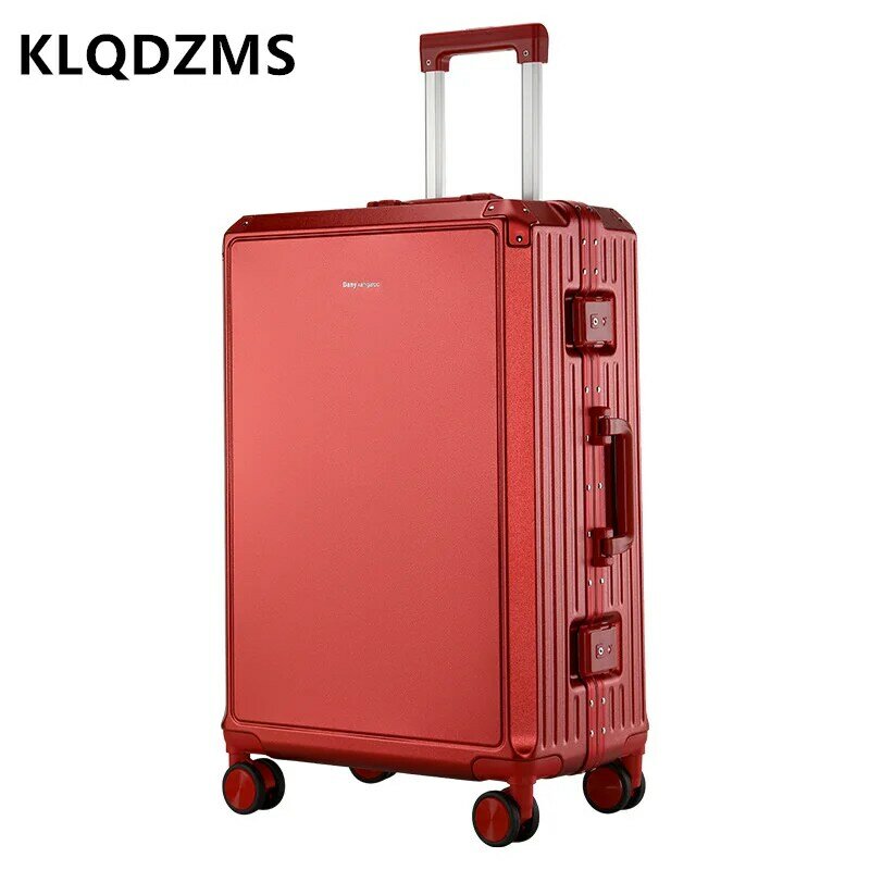 KLQDZMS 20"22"24"26 Inch Luggage New Aluminum Frame Trolley Case Student Boarding Box Men's Password Box Rolling Suitcase