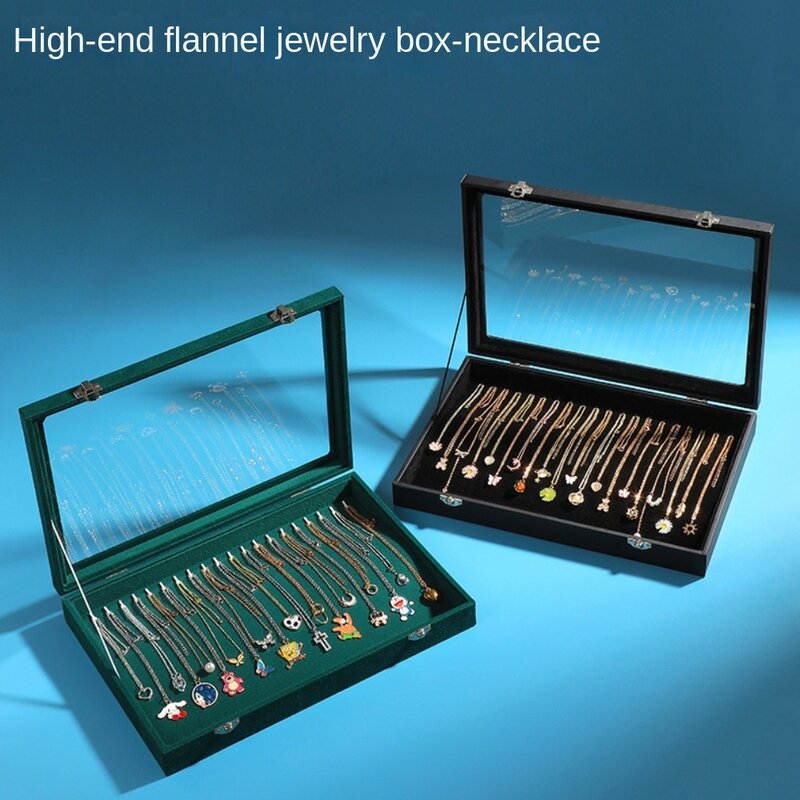 Caixa de colar quadrada de veludo, alta capacidade de exibição de joias, cor sólida, armazenamento de veludo, novo