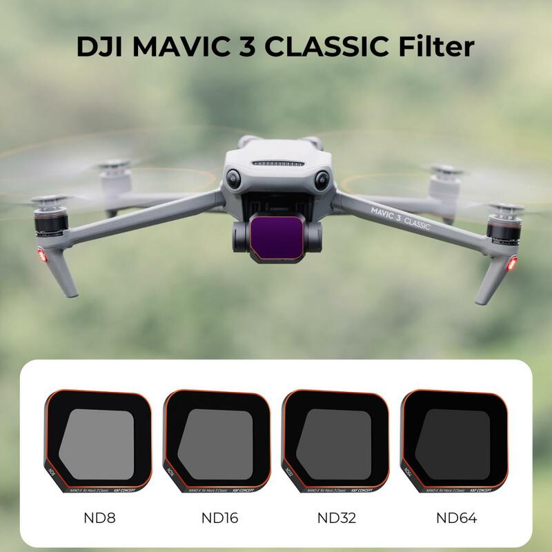K&F Concept 4pcs Filter Set (ND8+ND16+ND32+ND64) for DJI Mavic 3 Classic with 28 Layers of Nano-Coating Anti-scratch Green Film