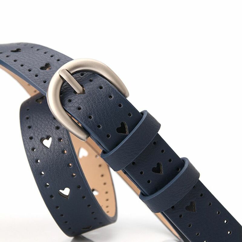 Punk Solid Color PU Leather All-match Hollow Heart Adjustable Waistband Metal Buckle Belt Female Waist Belt Corset Belt