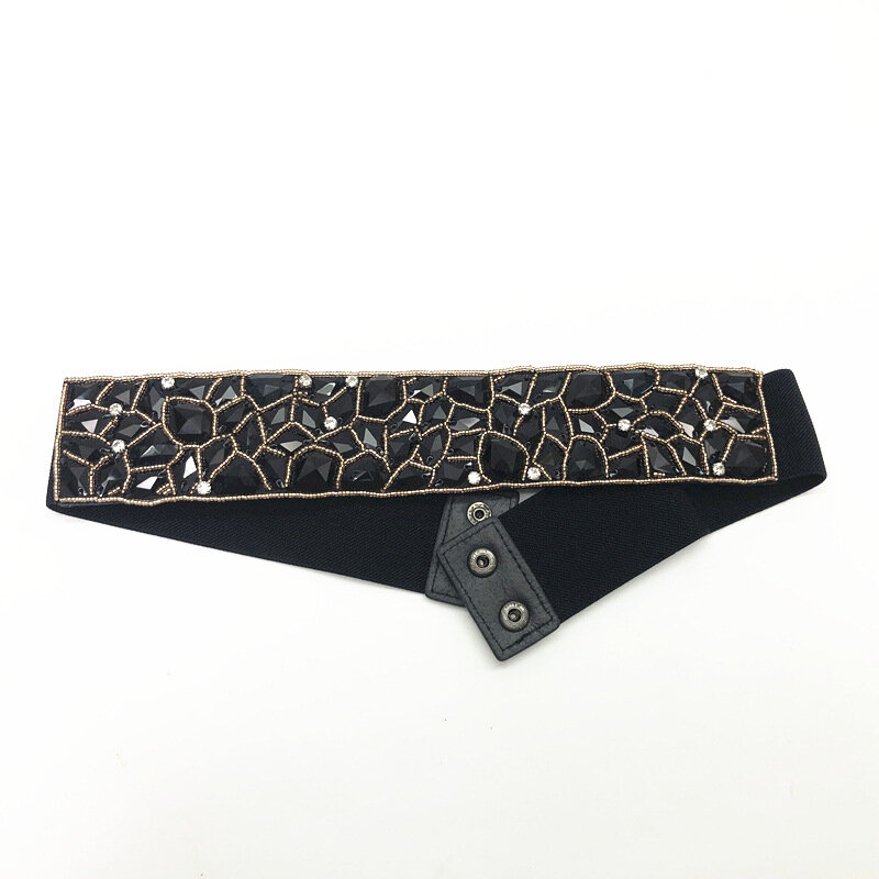 Furadeira feminina preto tridimensional decorativa all-match elástico cós