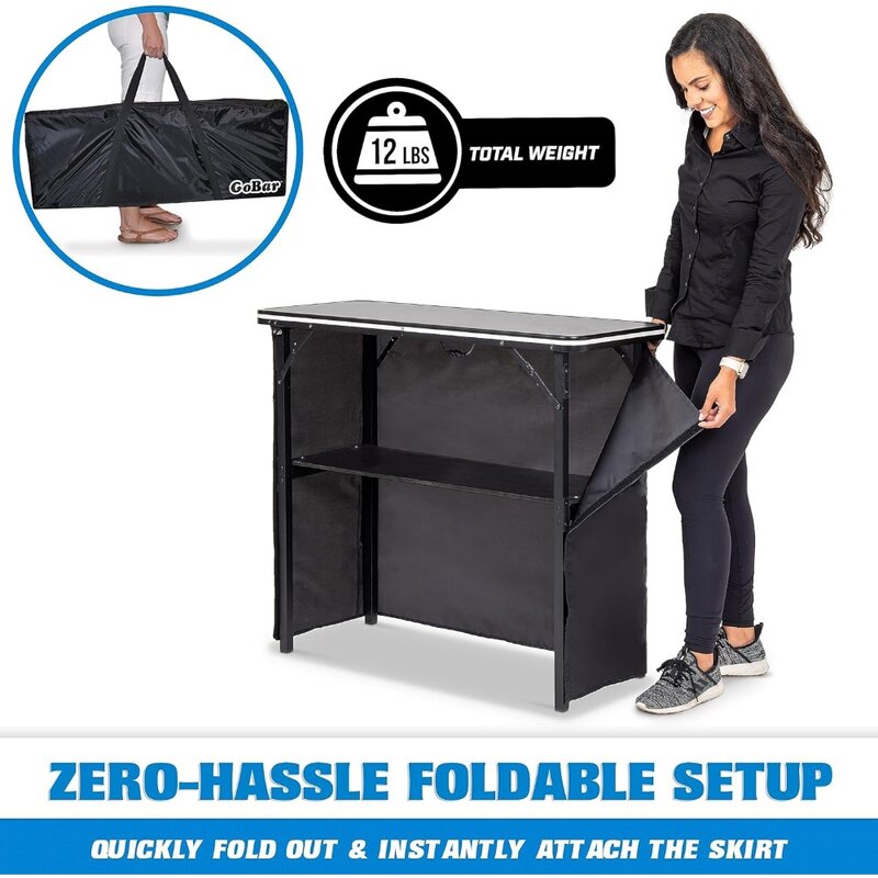 Portable Bar Table - Mobile Bartender Station for Events - Includes Carrying Case - Standard or LED
