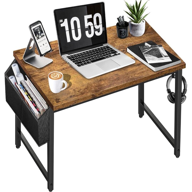 Small Desk for Small Spaces - Student Kids Study Writing Computer Table for Bedroom School Work PC Workstation,Rustic 30 31 Inch