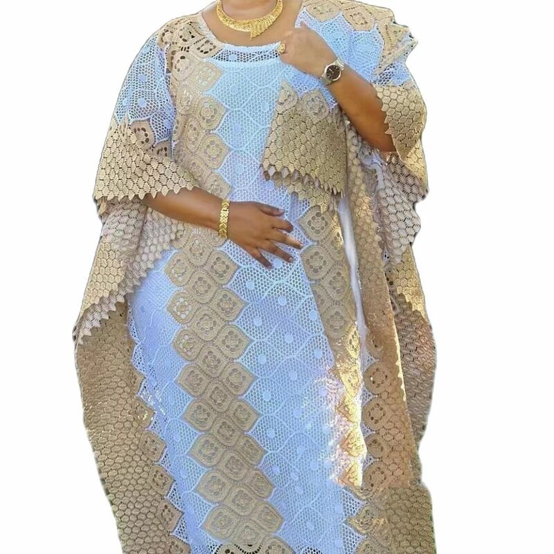 MAMADA L7590 Pakaian Wanita Afrika Gaun Maxi Malam Panjang Longgar Gaya Dashiki Abaya + Rok Dalam Ukuran Bebas Pesta Dansa