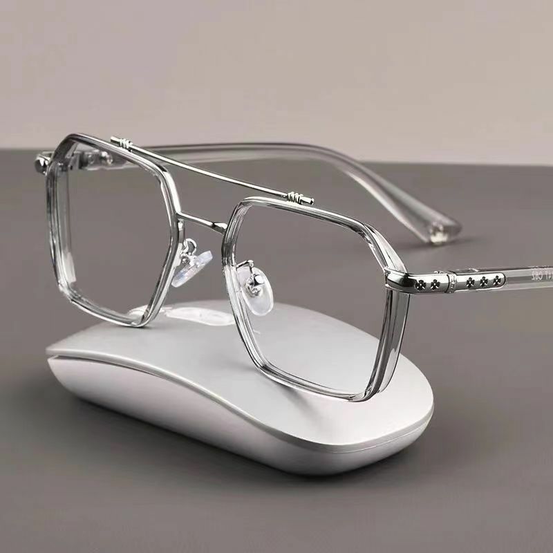 Nowy podwójny mostek kwadratowy anty okulary do niebieskiego światła kobiety mężczyźni w stylu Vintage przezroczyste okulary komputerowe Oversize ramki okularów 1PC
