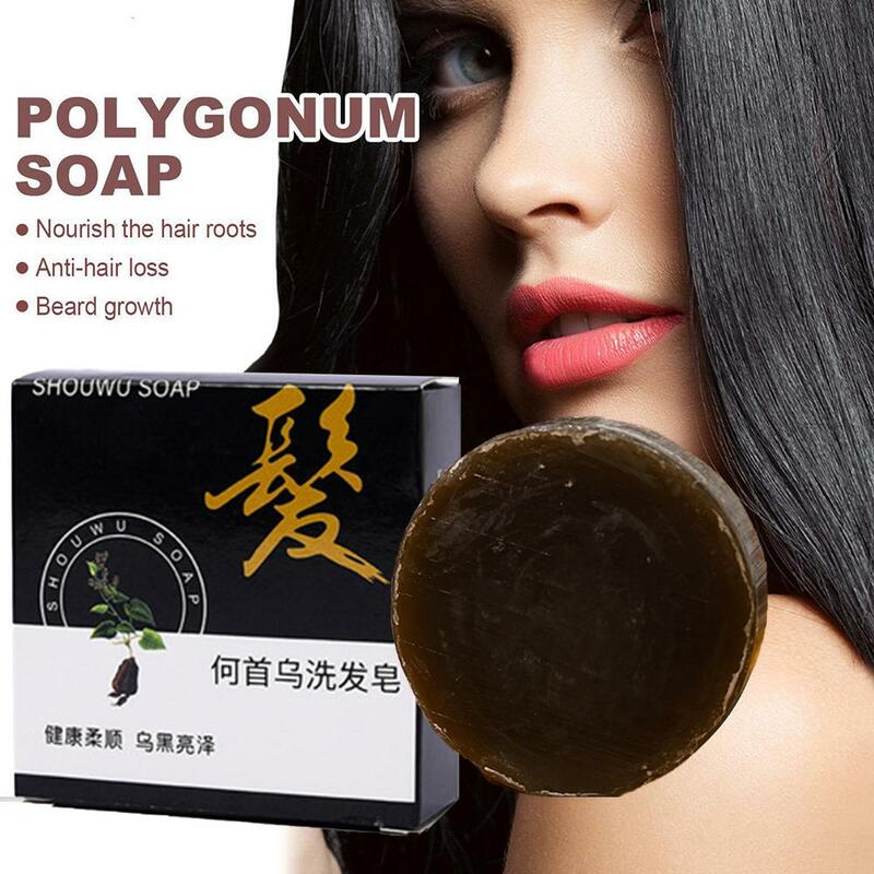 Natural Black Hair Darkening Shampoo Bar Polygonum Shampoo Solid Conditionermoisturize Repair Hair Soap Care B9e2
