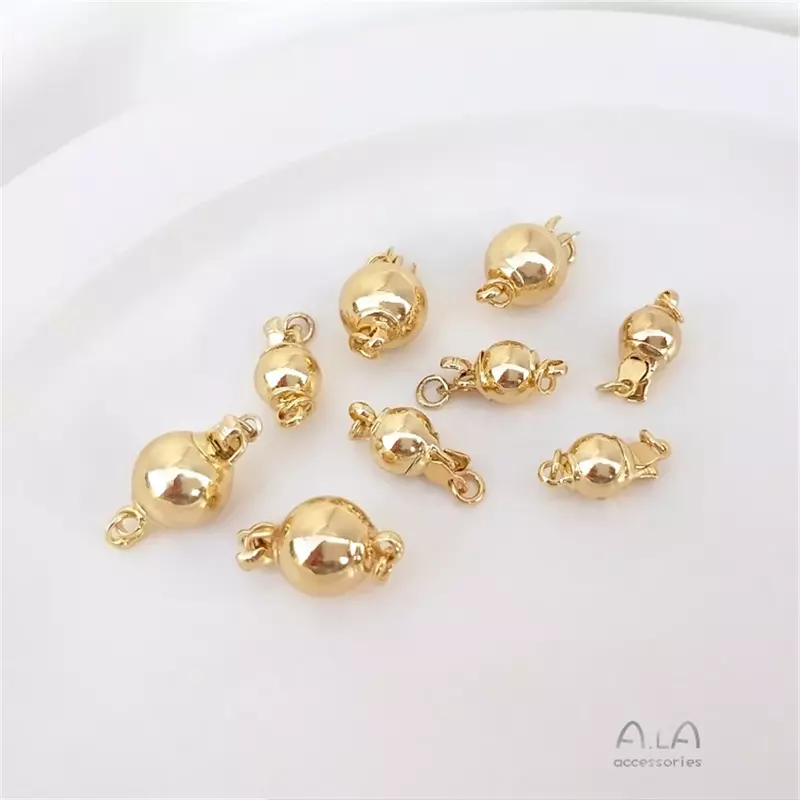 14K Gold Plated Round ball insert button Pearl necklace circular insert button DIY first jewelry end insert button