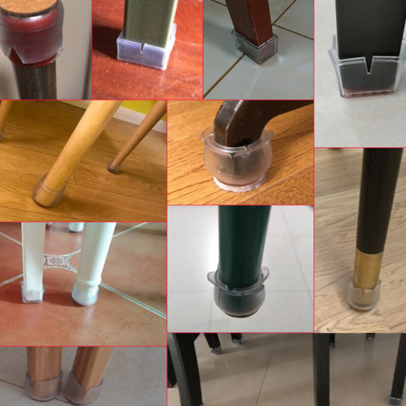8 pçs transparente silicone perna cadeira tampões antiderrapante mesa almofadas de pé móveis proteção inferior capa meias piso de madeira protetor