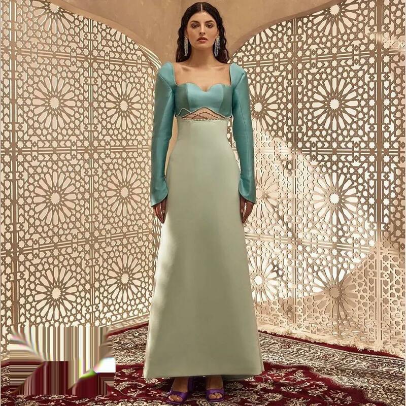 Sweetheart dekolt sukienka na studniówkę długie rękawy długość podłogi suknia wieczorowa z suknie na oficjalne okazje ślubną kobiet Arabia