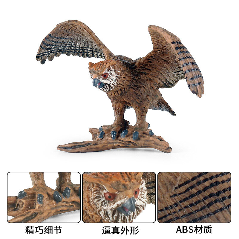 Modelo de Animal de simulación de pájaro sólido para niños, adorno decorativo de búho, Animal de juguete de plástico