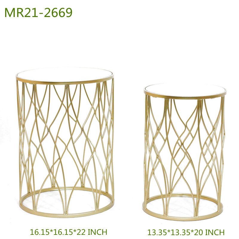 MR-Espejo redondo de Metal para decoración del hogar, mueble con patas decorativas