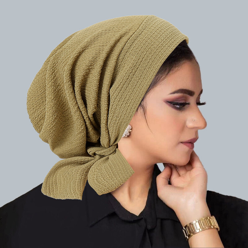 Topi kupluk wanita Muslim, topi wanita pre-tier, Turban Hijab Muslim, syal kepala rambut rontok, topi Kemo, Bando