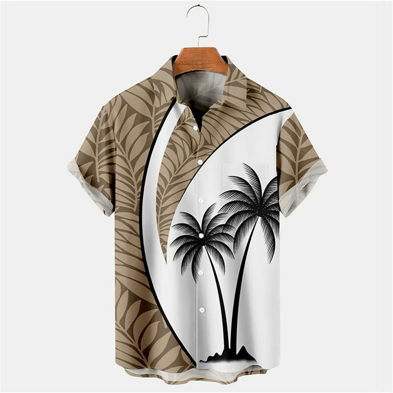 Camisa hawaiana de grulla de animales para hombre, camisa de planta 3d con estampado de flores, camisas hawaianas de talla grande, camisa de flores de playa, verano 2023