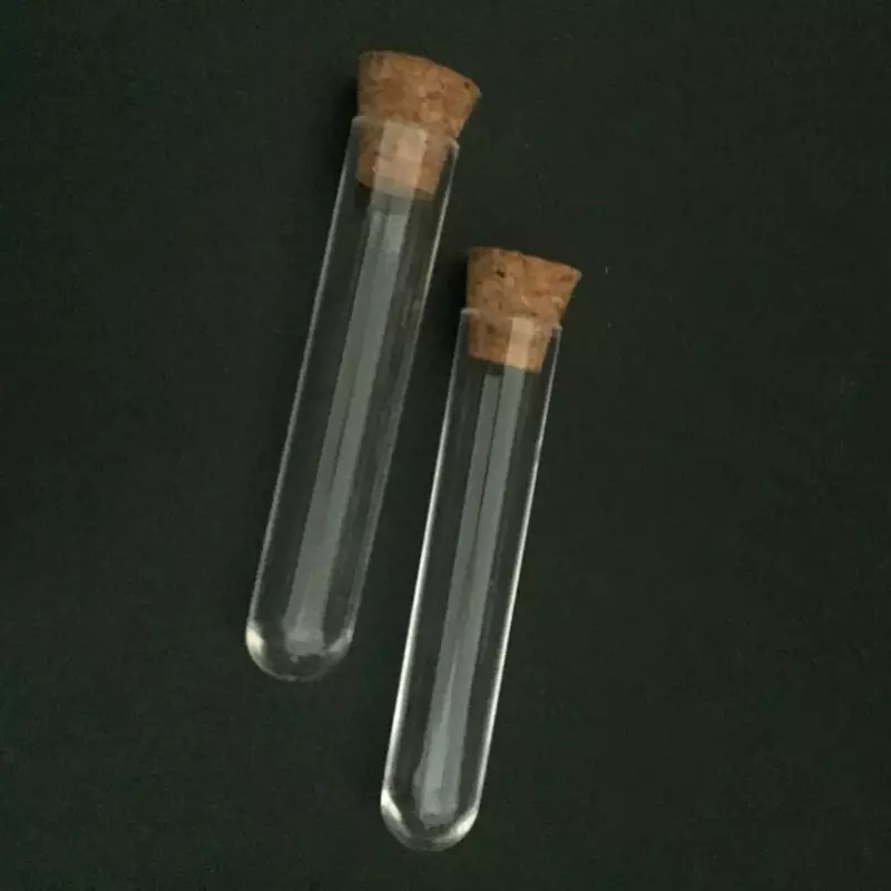 Tubo de ensaio de plástico transparente com rolhas de cortiça, tubos de chá perfumados vazios, material escolar, 12x60mm, 10pcs por lote