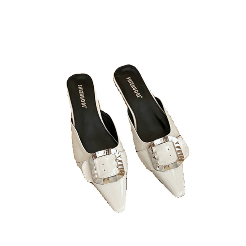 Desainer musim panas wanita sandal Mules mode elegan kristal dangkal sepatu selop wanita kasual luar ruangan flat Sandalias