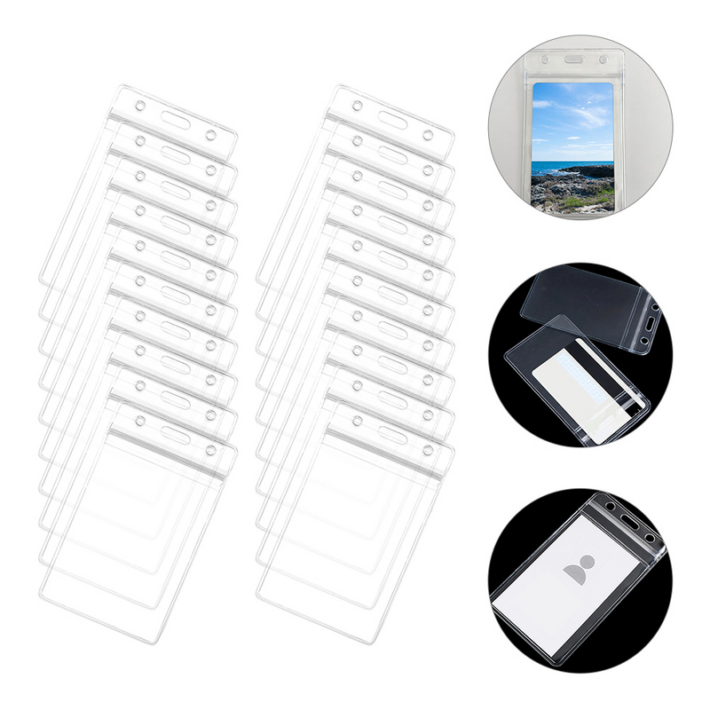 Clear Vertical Nome Badge Holder, ID Card Sleeves, Work Card, 20pcs