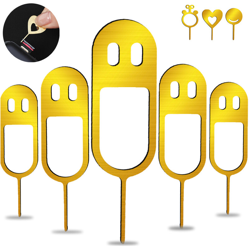 Luxury Golden Sim Card Tray Pin Eject Removal Tool Needle Opener Ejector for Iphone Samsung Ejecting Smartphone Phone Use Tools