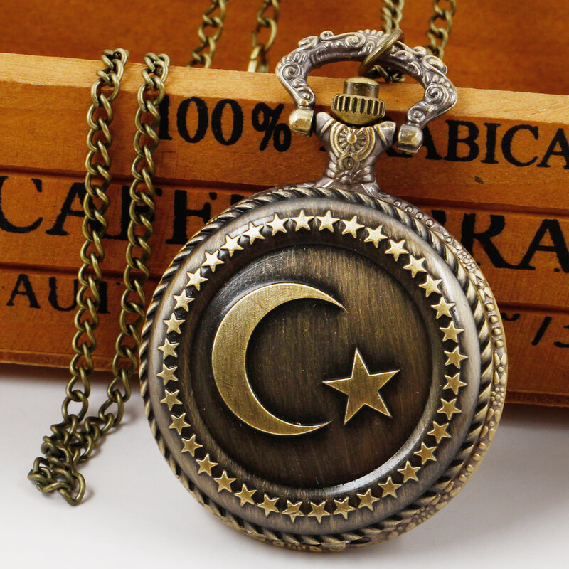 Stern begleitenden Mond antike Vintage Halskette Taschenuhr für Männer Frauen Steampunk Ketten uhren Geschenk uhr reloj hombre
