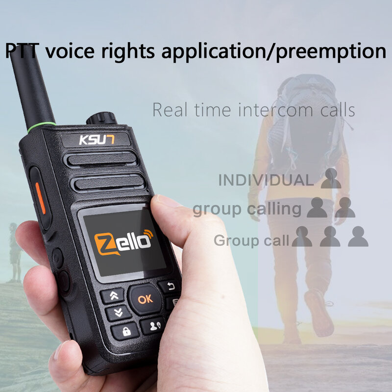 PTT Zello Walkie Talkie kartu Sim 4g, ponsel jaringan WiFi Radio jarak jauh 100 mil GPS profesional Walkie Talkie KSW-ZL18