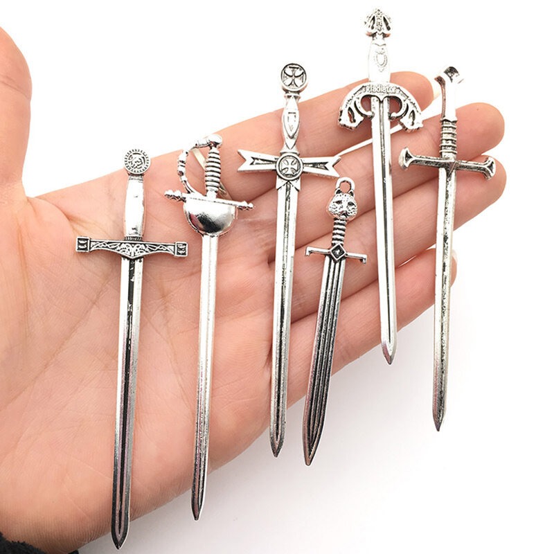 1Set Alloy Model Long Sword Accessories for Children's Toys DIY Dollhouse Model Knight Sword Role-playing Props