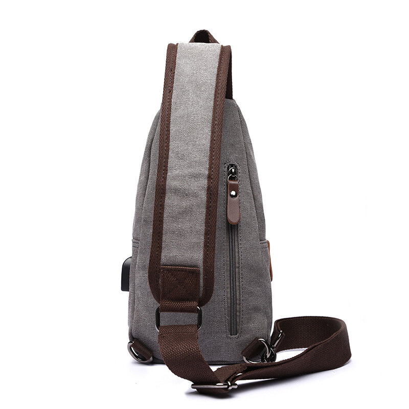 Рюкзак мужской холщовый на одно плечо, повседневный модный спортивный дорожный Многофункциональный ранец через плечо с USB-разъемом, деловая нагрудная сумка