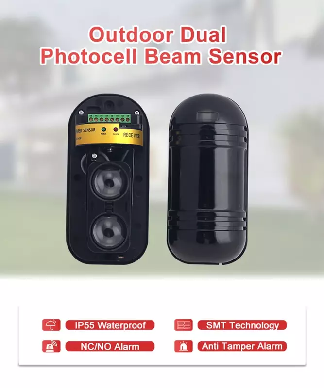 Sensor de doble haz impermeable, Detector de intrusión infrarroja activo IR, 10m ~ 150m, valla de barrera de pared perimetral al aire libre para alarma GSM