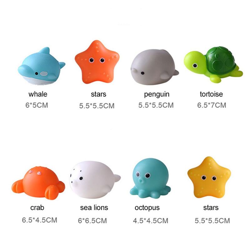 LED Light Up Bath Toy Funny Gifts Cute Animals Soft Rubber Float Bathroom Toys Wash Play Coax Baby