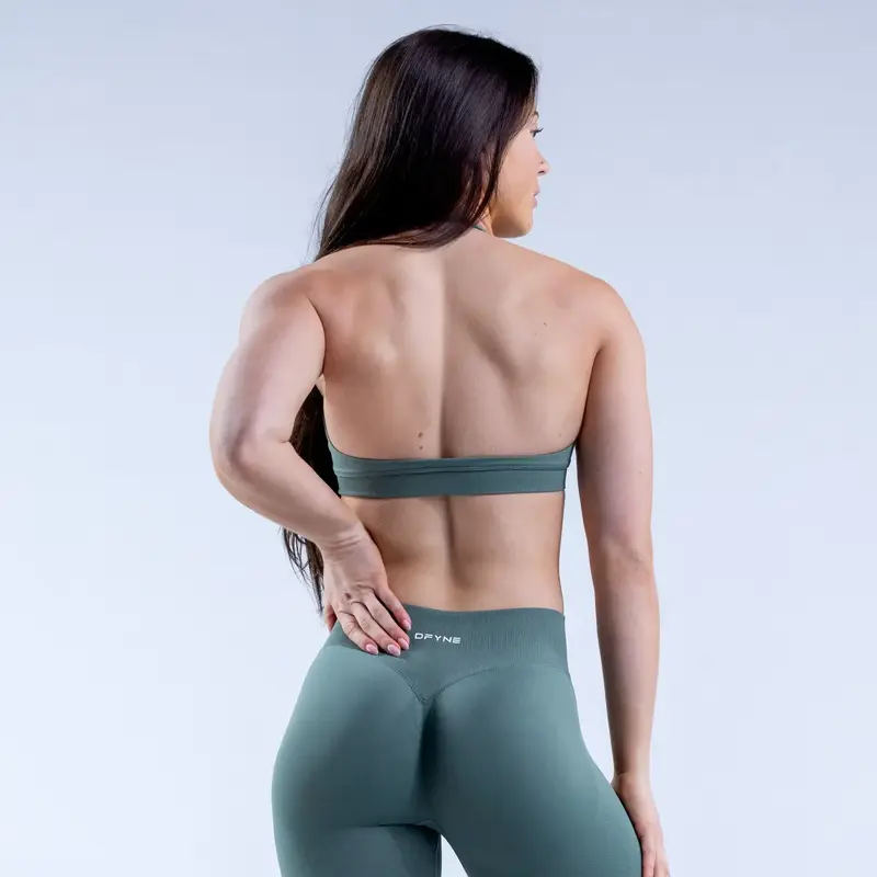 Dfyne Backless Impact Sports Bra Women's Halter Neck Suspender Bra Fitness Bra Cropped Top Underwear Workout Clothes