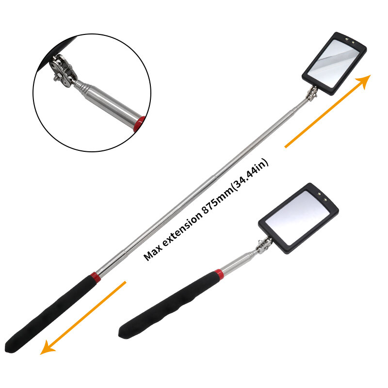 Telescoping Flexible Head Inspection Mirror Car Bottom With Light Adjustable Detection Mirror Magnification Inspection Mirror