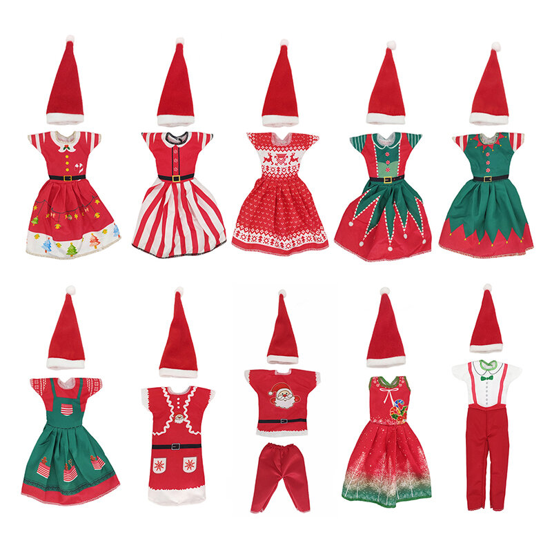 Модное рождественское платье, наряд, платье, шапки для 11 Дюймов, 30 см, кукольная одежда, аксессуары для кукол