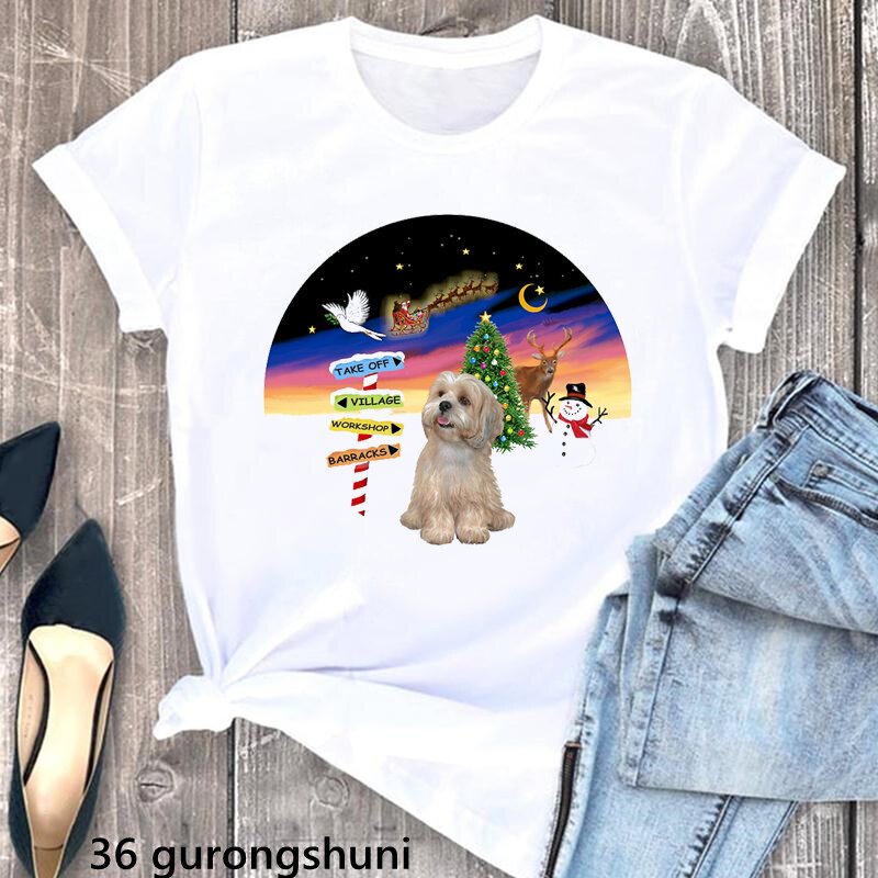 T-shirt imprimé nuit étoilée pour femme, Chihuahua, impression d'art de chien impressionniste, vêtements pour femmes, t-shirt blanc drôle, Harajuku Kawaii