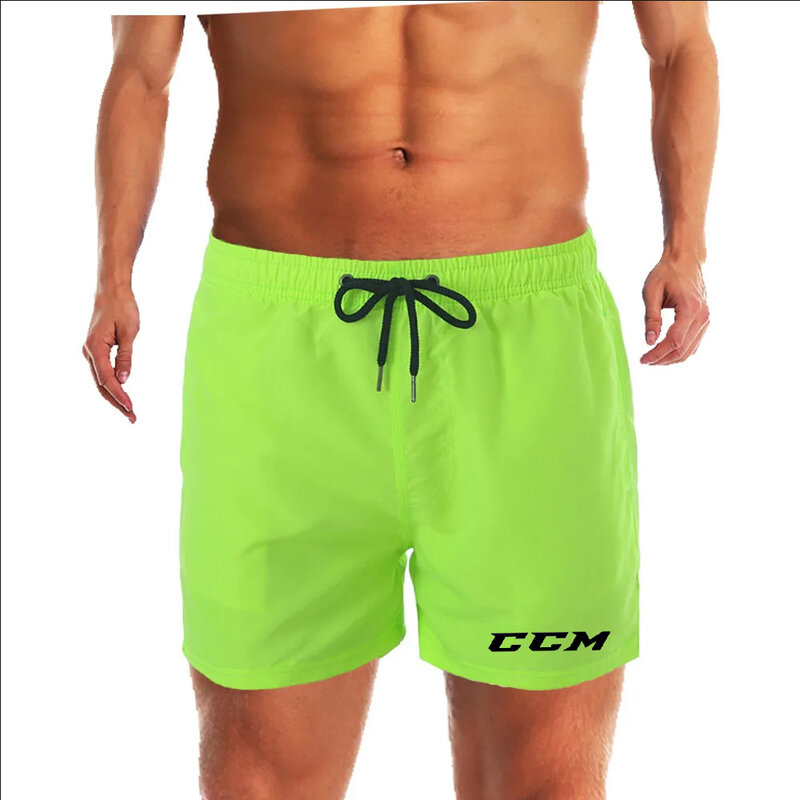 กางเกงชายหาดขาสั้นผู้ชายขาสั้นเซ็กซี่แห้งเร็ว2024ตัวอักษร CCM สำหรับฤดูร้อน