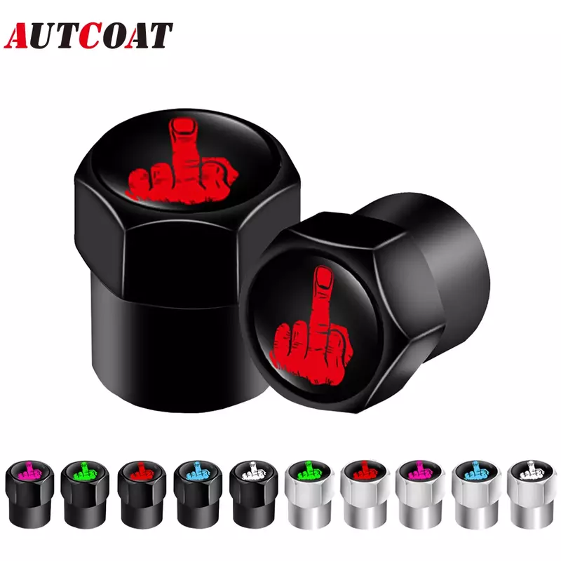 AUTCOAT-Juego de 4 tapas de válvula de neumático, tapones para vástago de válvula de neumático con sello de goma de Metal Premium, cubiertas a prueba de polvo, ajuste Universal para coches