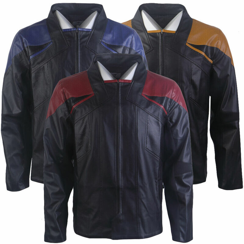 Costume Cosplay Picard 3 Captain Riker georgdi Laforge giacche in pelle blu oro rosso costumi della flotta Halloween Party Prop
