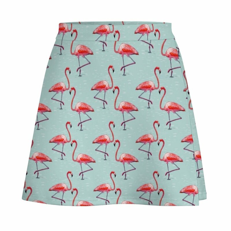 Flamingos in kühlem Wasser Minirock kurze Röcke 90er Jahre ästhetische koreanische Sommerkleid ung