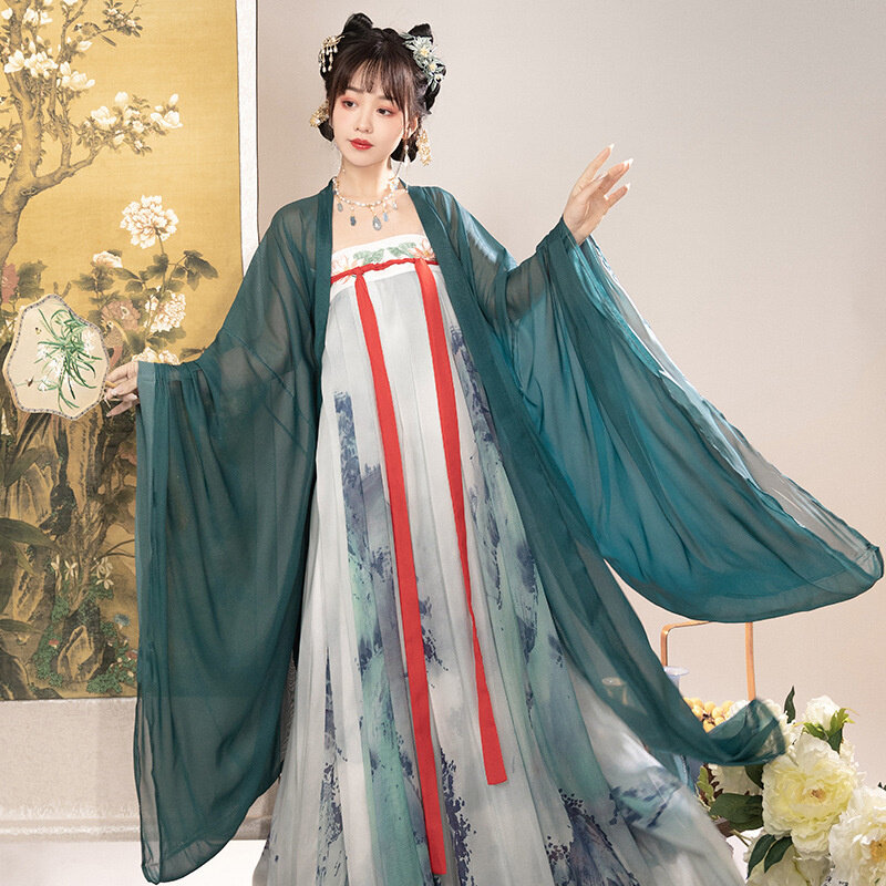 Disfraz de Hanfu tradicional chino para mujer, traje verde femenino, traje de dinastía Tang, estudiante, Princesa, ropa de carnaval, fiesta
