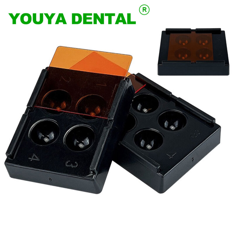 صندوق القشرة الأسنان 4 ثقوب الأسنان التصحيح التظليل صندوق تخزين خفيف طب الأسنان غشاء صندوق الأسنان أسنان التجنيب صندوق المولي جديد