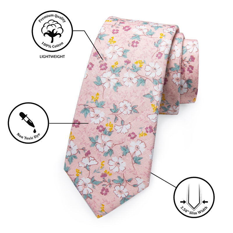 New Lotus color Floral Slim Men's Tie for Wedding Daily Wearing Fashion Pink Necktie for Man White Purple Printed Man Accesories