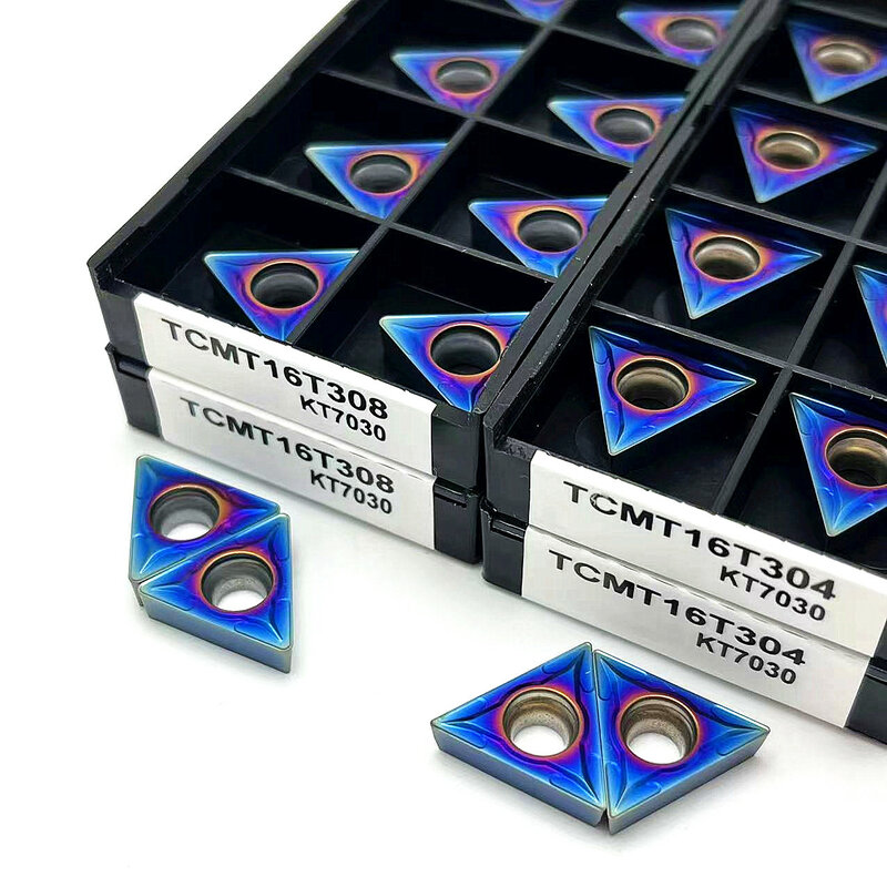 Nano Blauw Hoge Kwaliteit 10Pcs Tcmt16t304 Tcmt16t16t308 Kt7030 Wolfraamcarbide Insert Tcmt 16t304 Tcmt 16t308 Draaibank Machine Tools